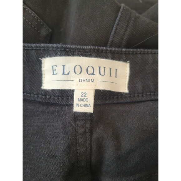 NWT Eloquii Women's Black Denim Front Split Hem Straight Leg Jeans Size 22 - Picture 4 of 11